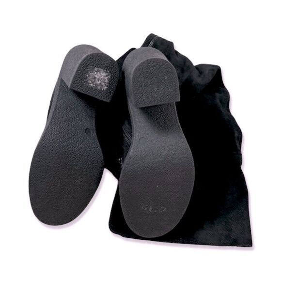 Gusto Women's Black Suede Leather Over The Knee High Block Heeled Boots - Picture 7 of 7